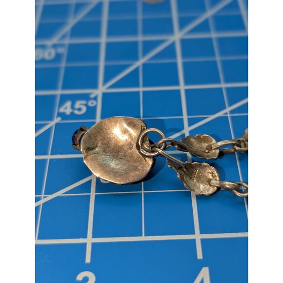 Vintage 925 Sterling Silver Purple Gemstone Leaf Flower Design 20" Necklace - Picture 12 of 15